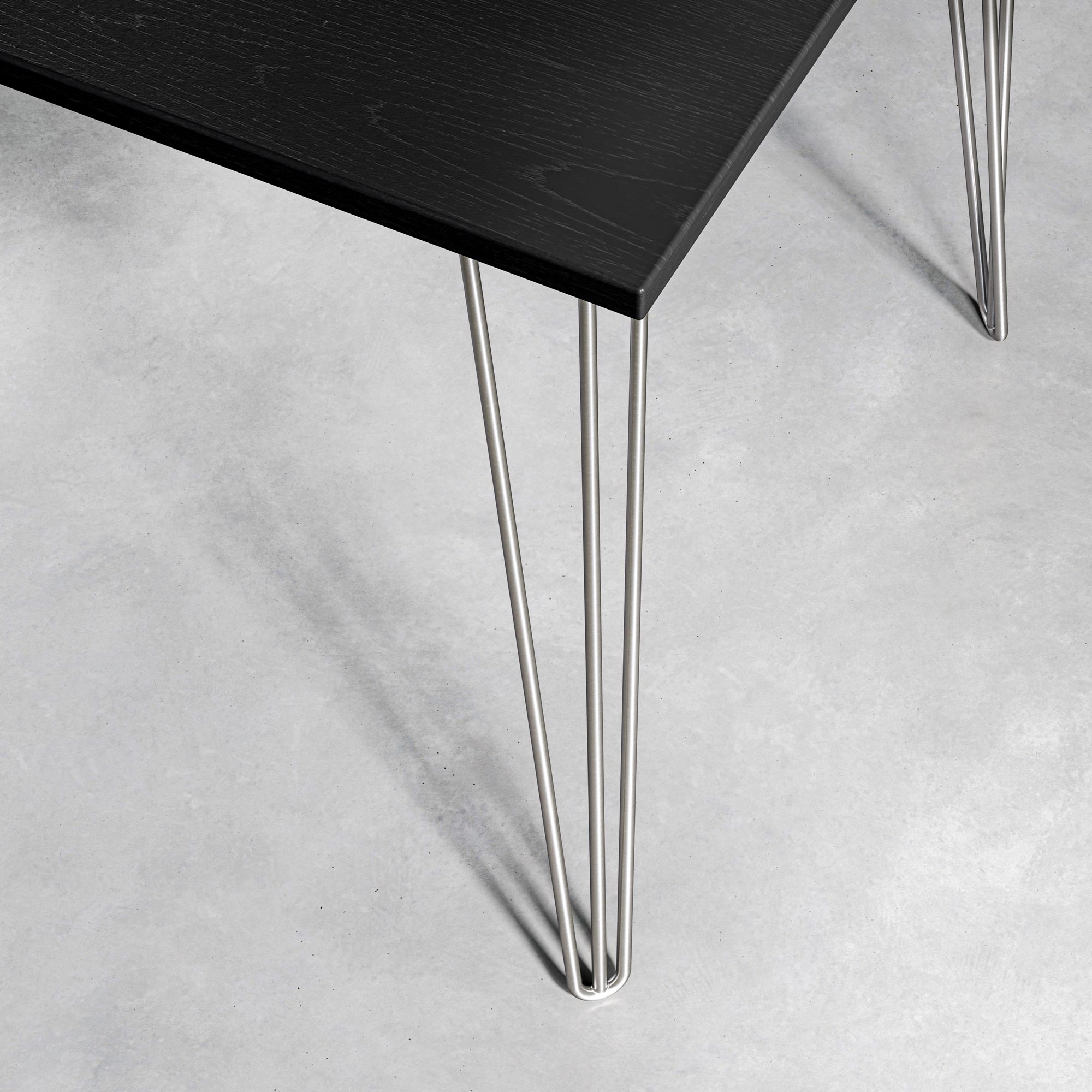 Black Ash Hairpin Table-Small (60cm x 120cm)-Chrome-The Hairpin Leg Co.