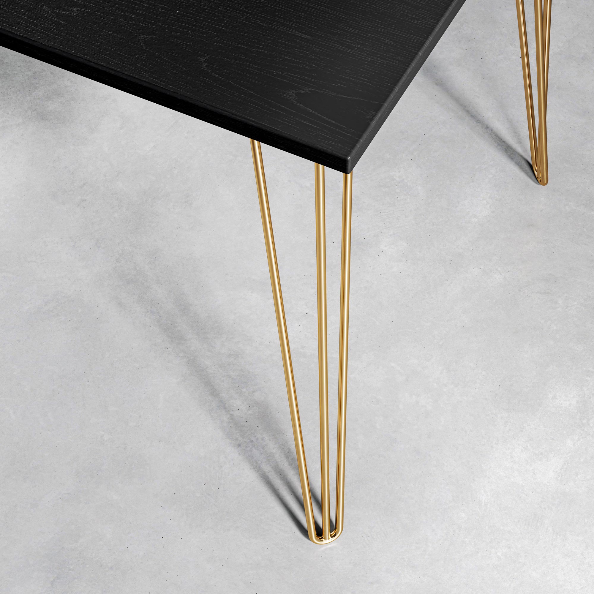 Black Ash Hairpin Table-Small (60cm x 120cm)-Gold-The Hairpin Leg Co.