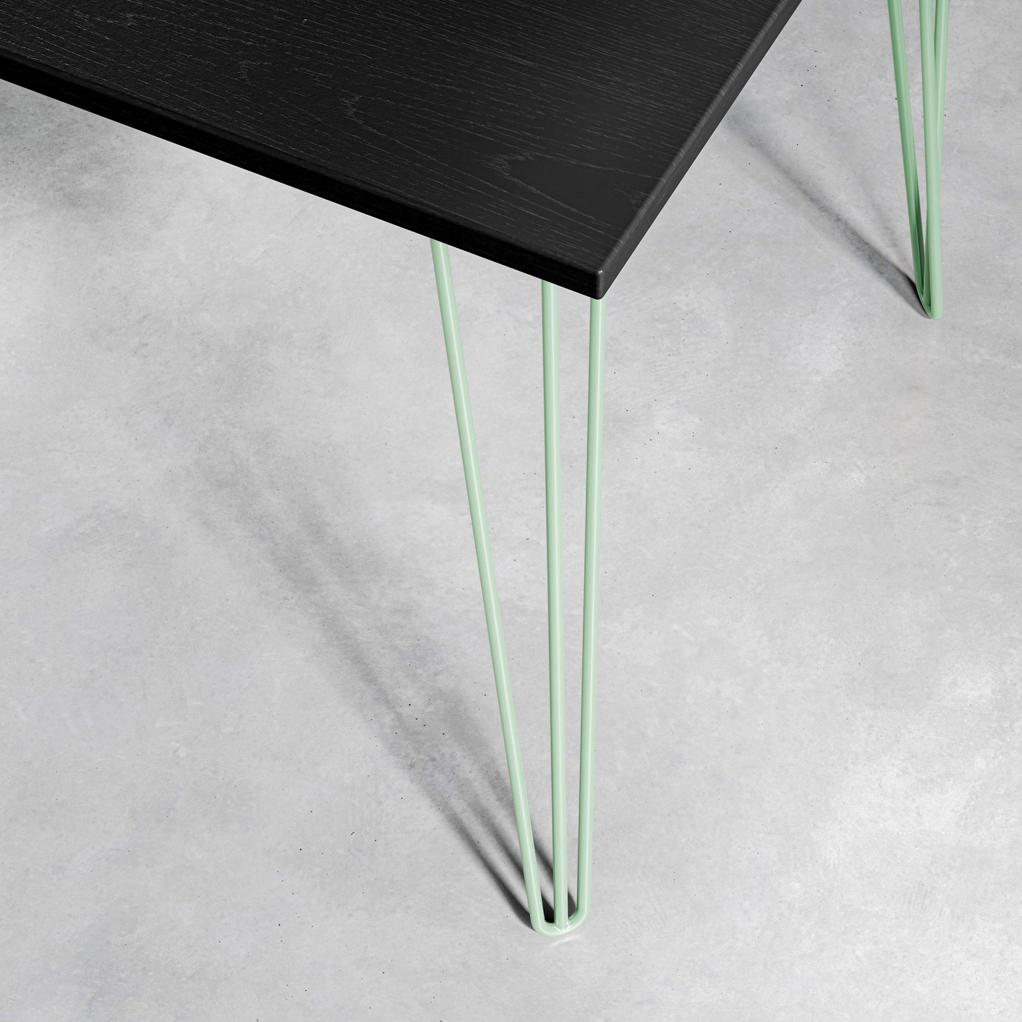 Black Ash Hairpin Table-Small (60cm x 120cm)-Pastel Green-The Hairpin Leg Co.