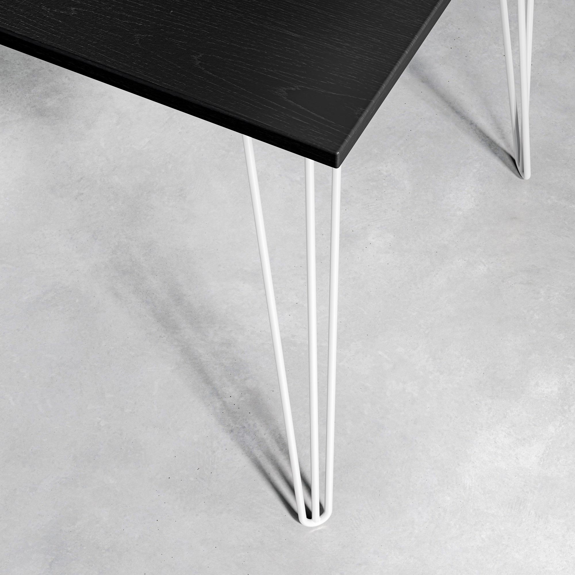 Black Ash Hairpin Table-Small (60cm x 120cm)-White-The Hairpin Leg Co.