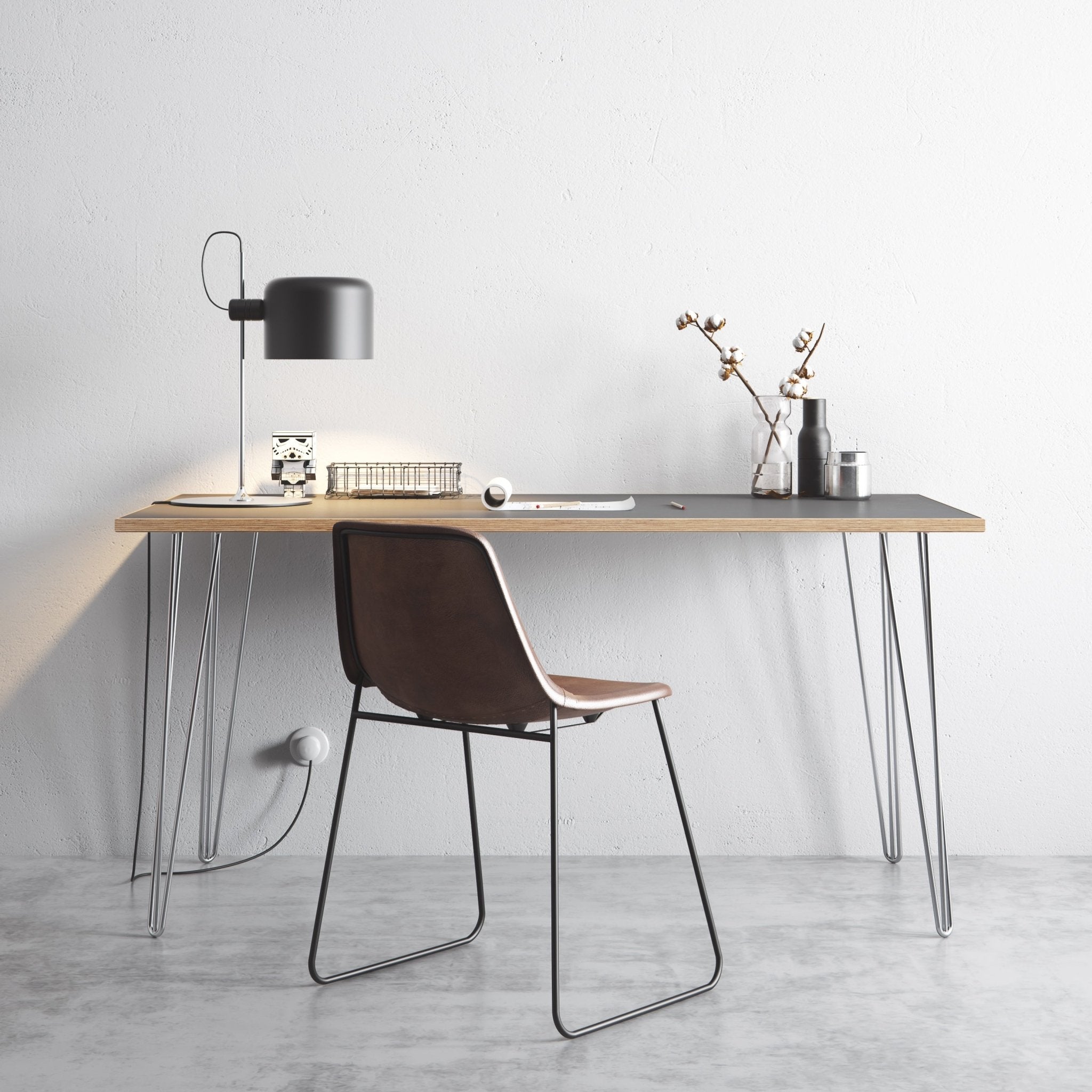Chrome Hairpin Legs-28" / 71cm - Desk & Dining Table-3 Rod-The Hairpin Leg Co.