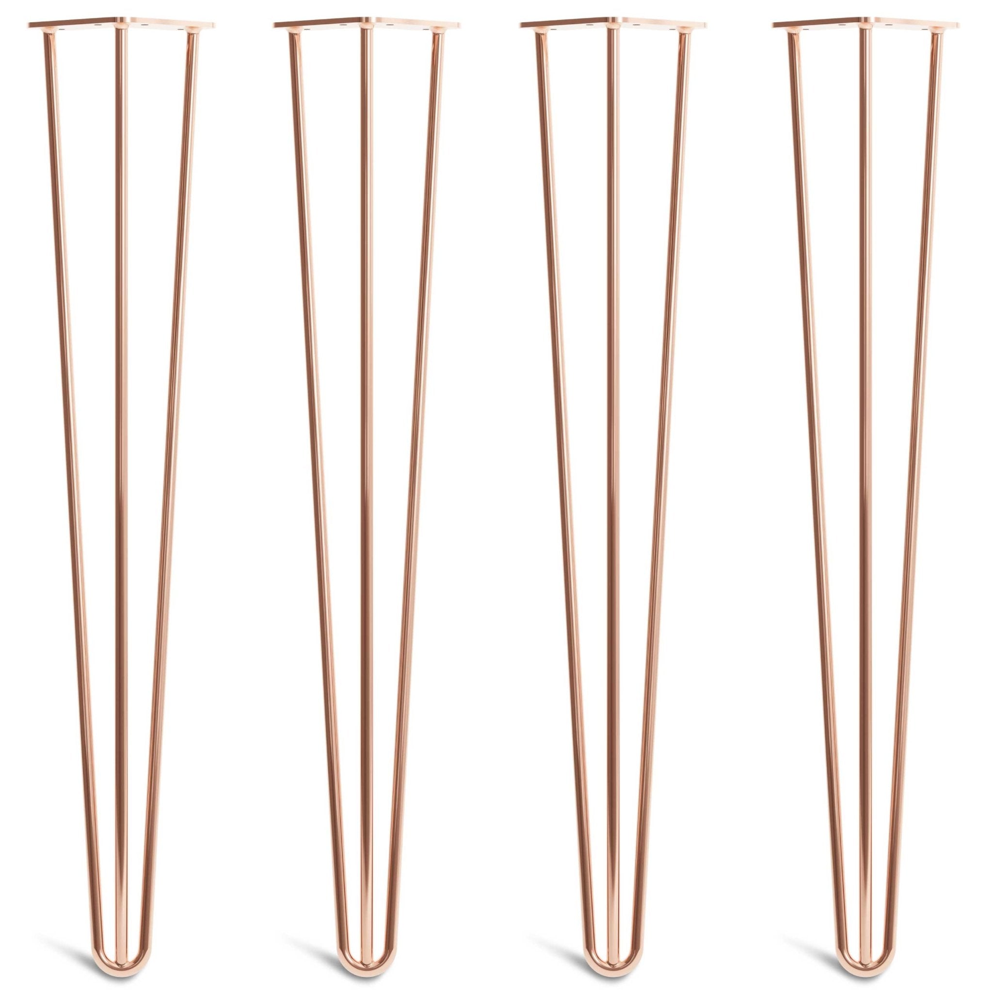 Copper Hairpin Legs-28" / 71cm - Desk & Dining Table-3 Rod-The Hairpin Leg Co.