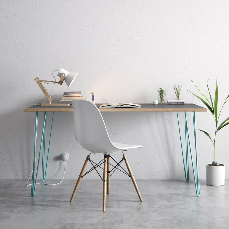 Duck Egg Blue Hairpin Legs-28" / 71cm - Desk & Dining Table-3 Rod-The Hairpin Leg Co.