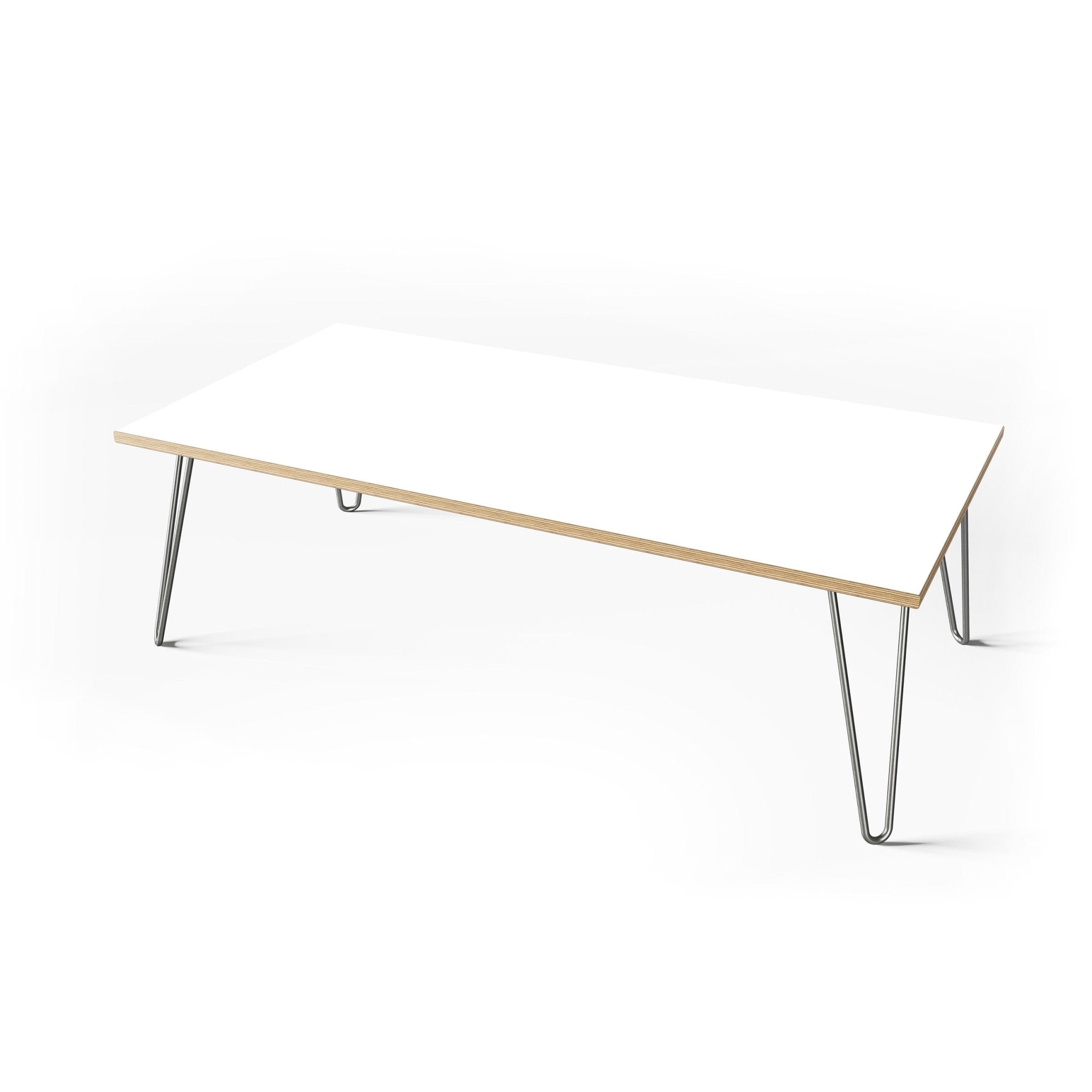 Hairpin Coffee Table-White-Clear Coat-The Hairpin Leg Co.