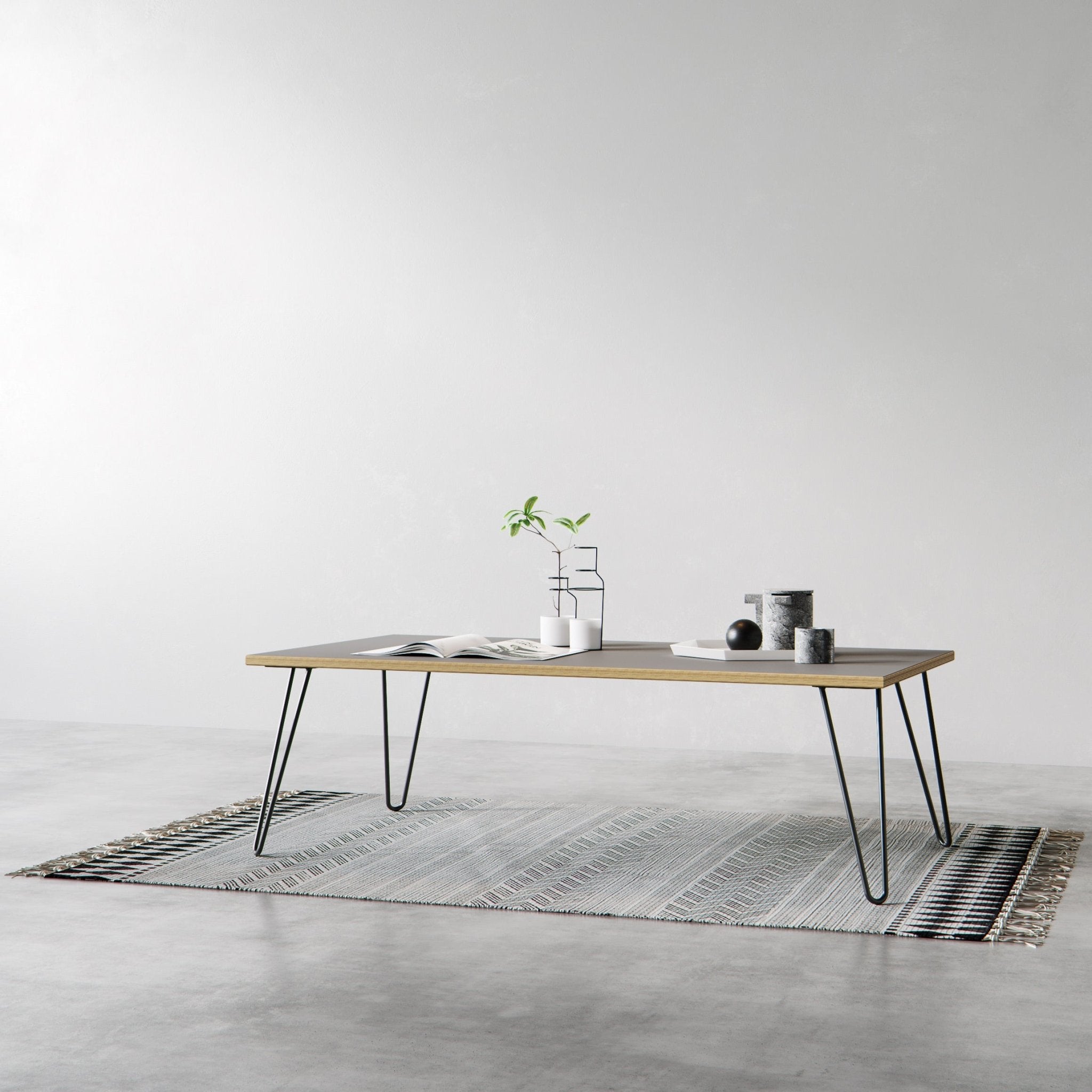 Hairpin Coffee Table-White-Clear Coat-The Hairpin Leg Co.