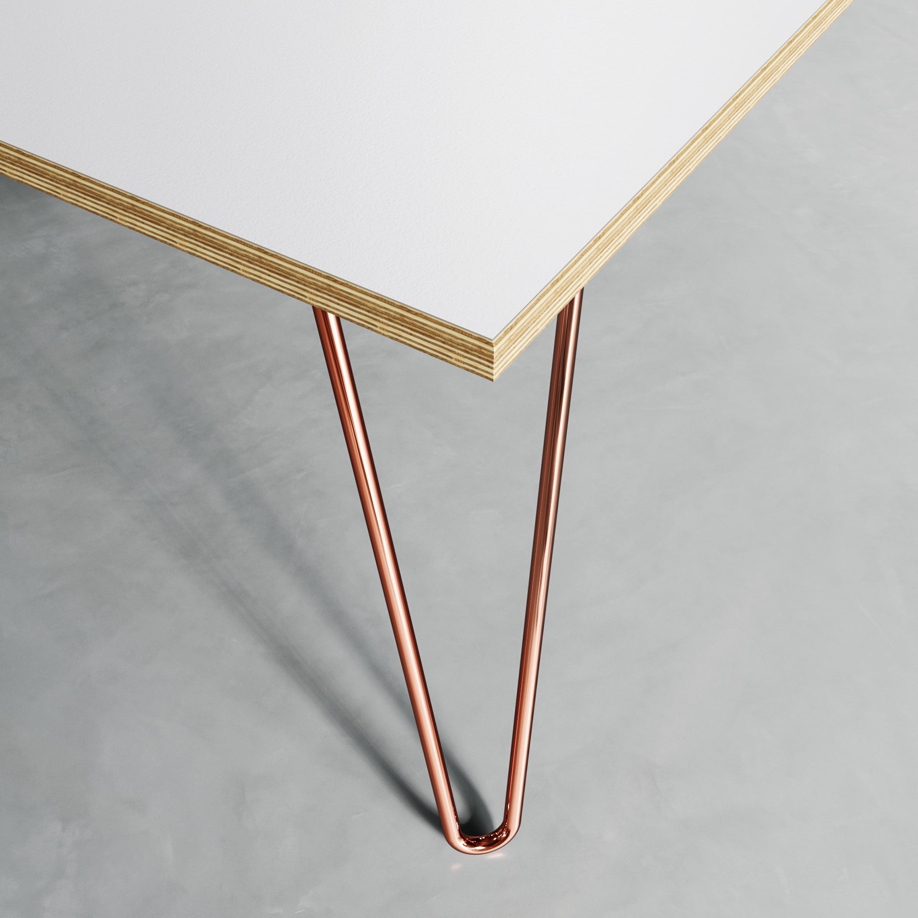Hairpin Coffee Table-White-Copper-The Hairpin Leg Co.