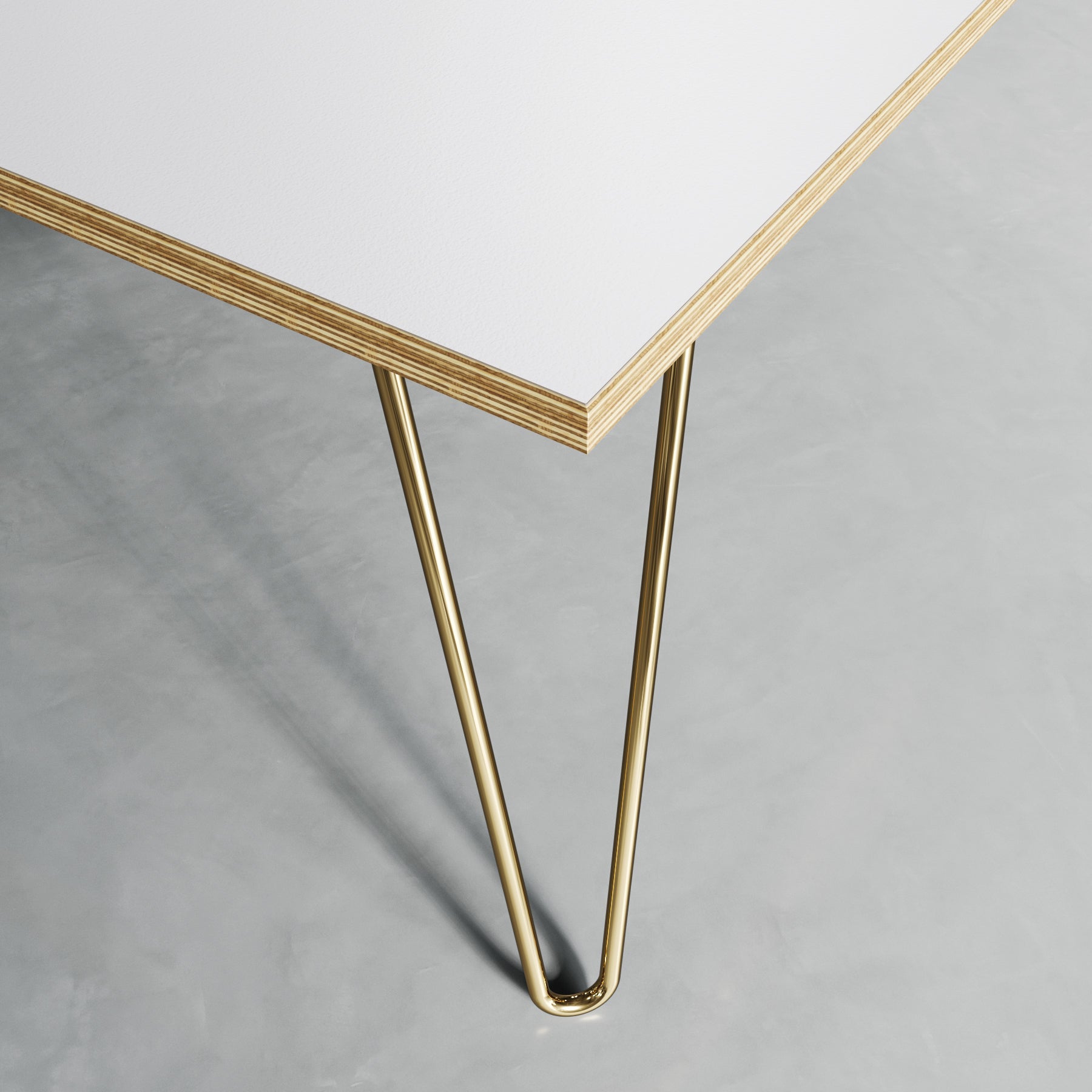 Hairpin Coffee Table-White-Gold-The Hairpin Leg Co.