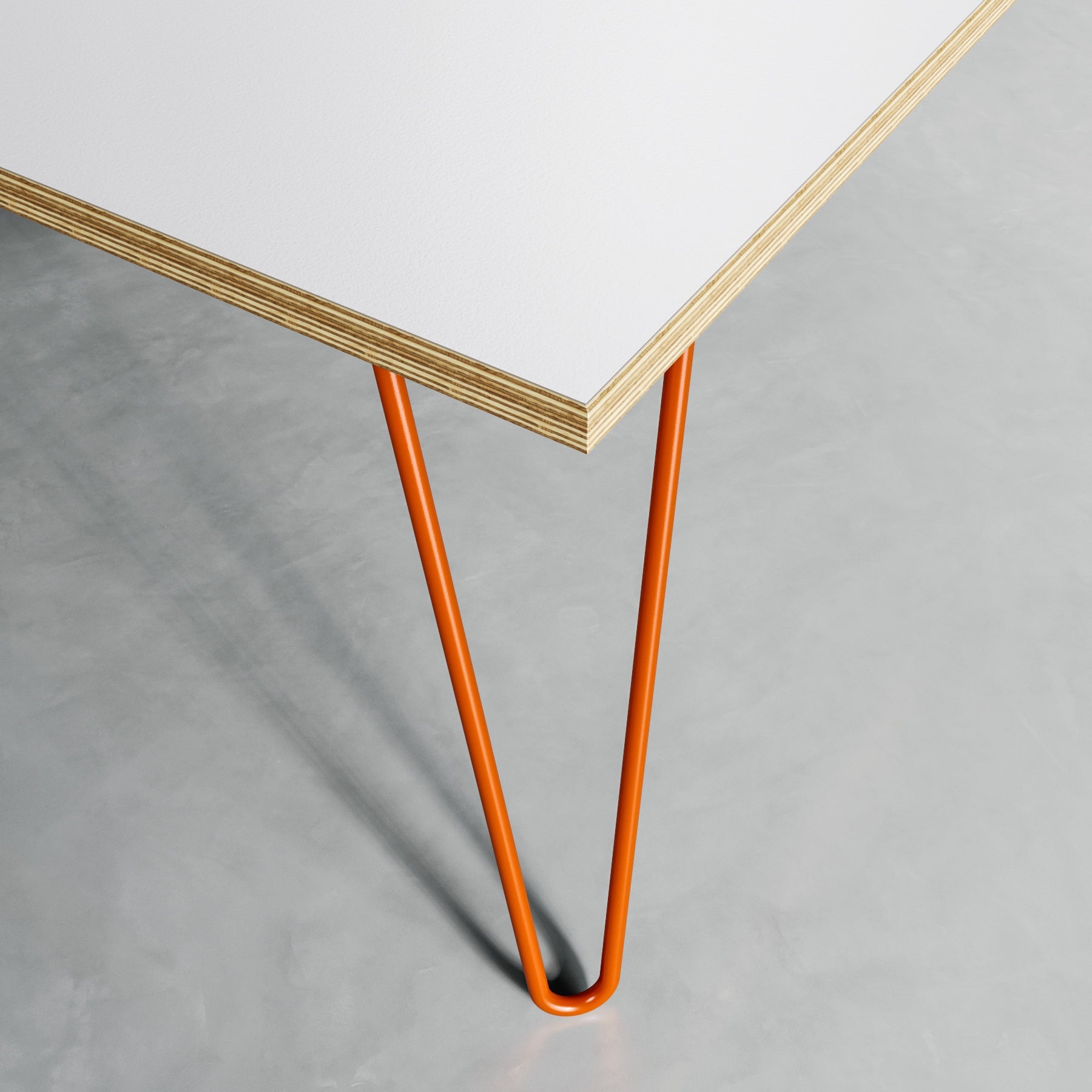 Hairpin Coffee Table-White-Orange-The Hairpin Leg Co.