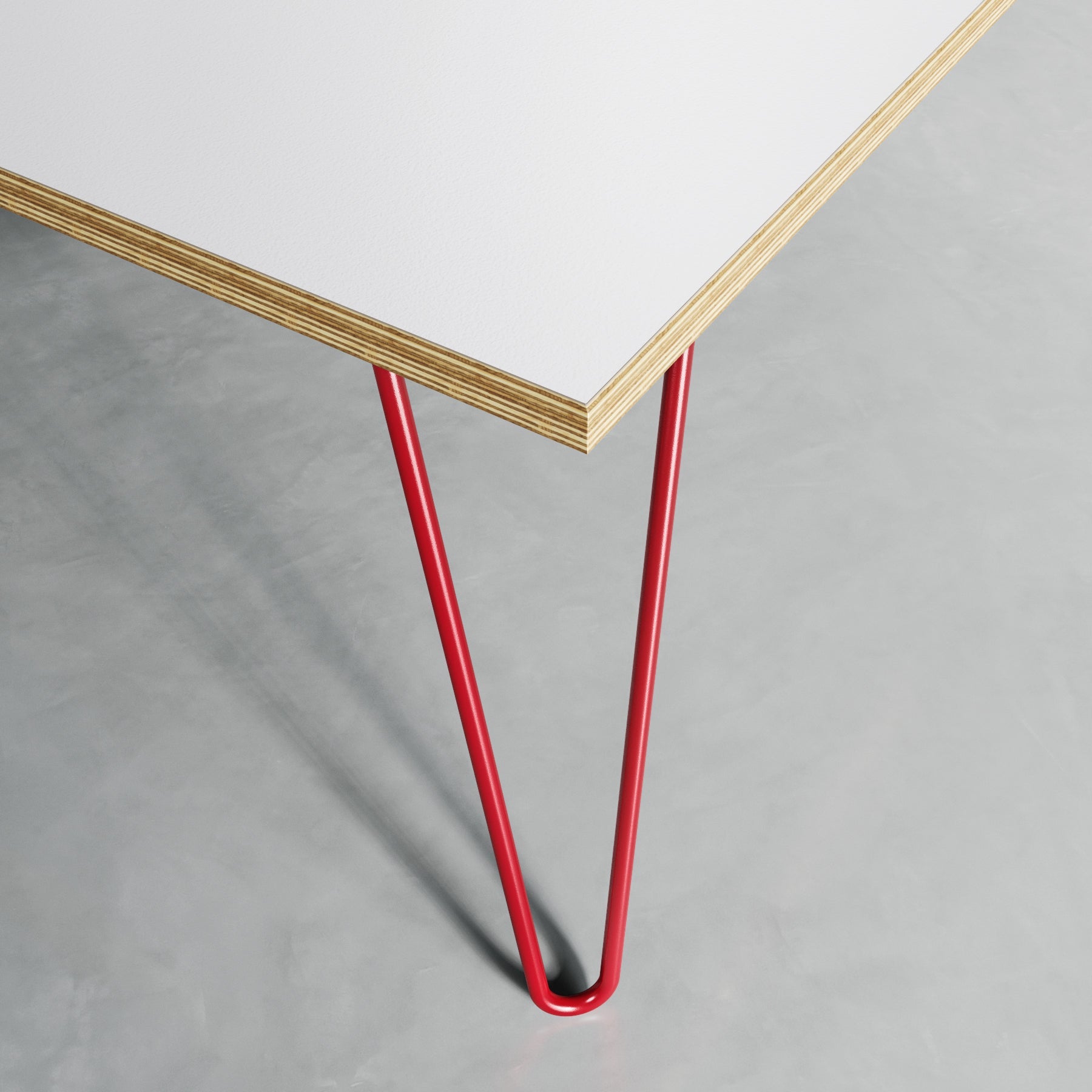 Hairpin Coffee Table-White-Red-The Hairpin Leg Co.