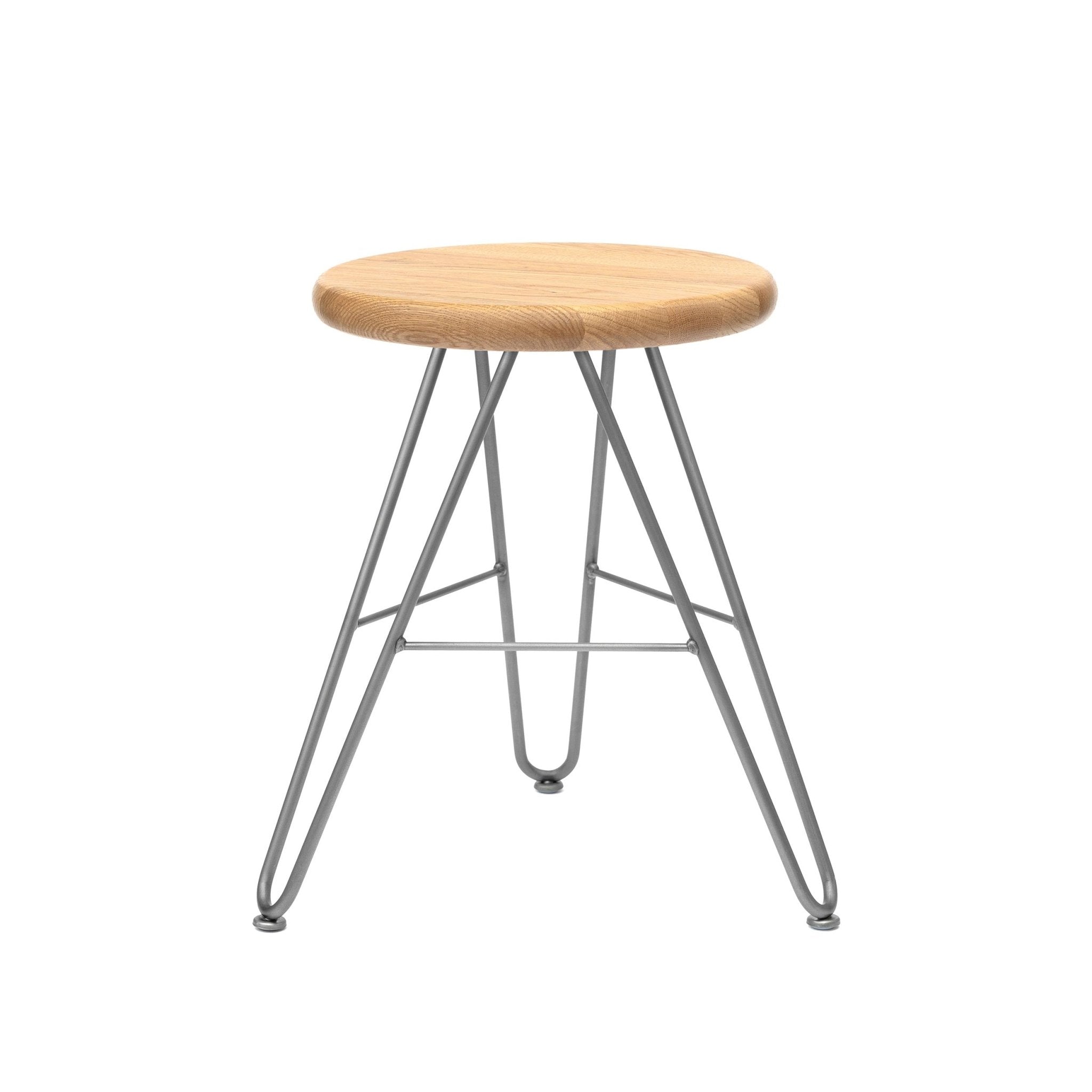 Hairpin Stool, Oak-40cm / 16inch - Low Stool-Clear Coat-The Hairpin Leg Co.