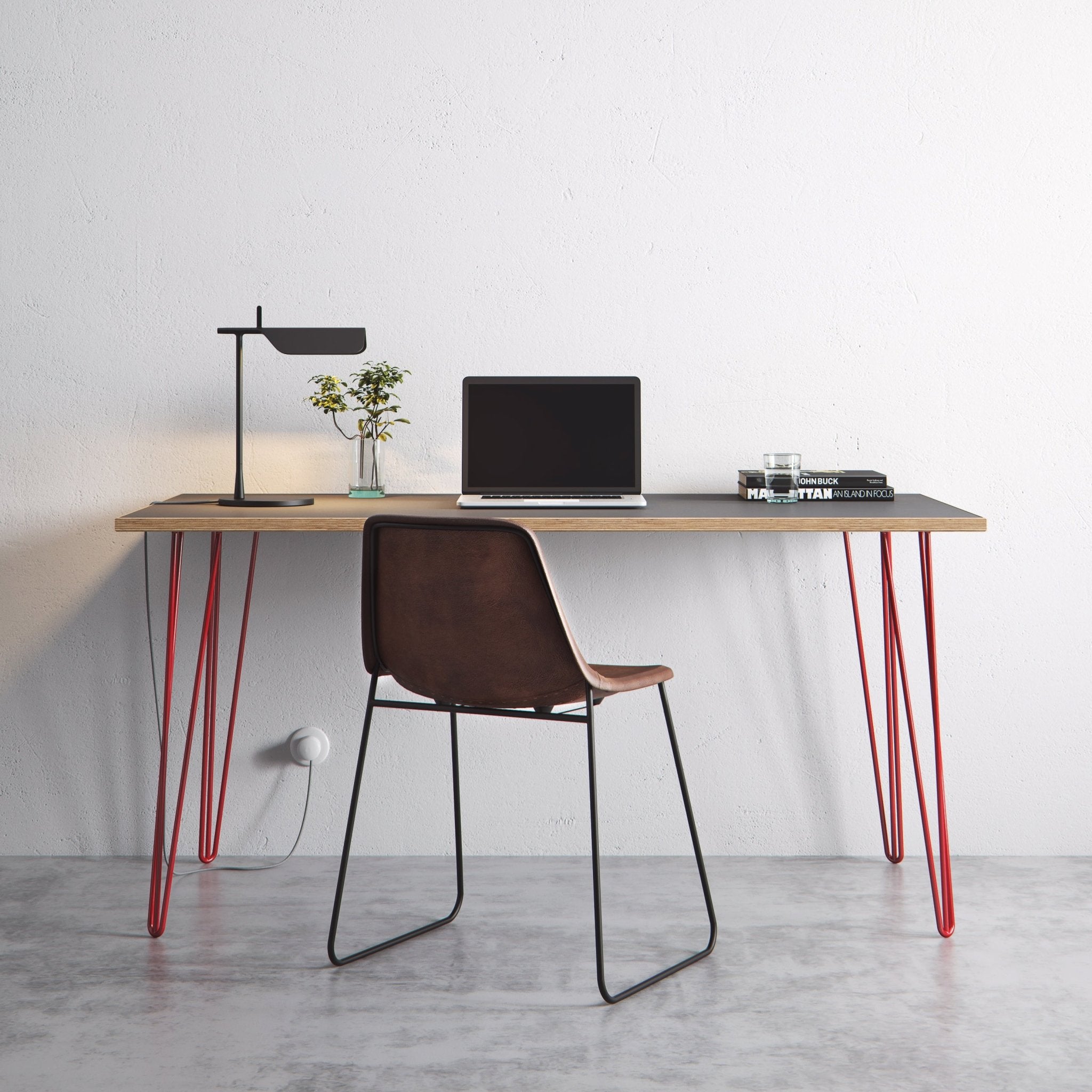 Hairpin Table (Grey)-Grey-Small (60cm x 120cm)-The Hairpin Leg Co.