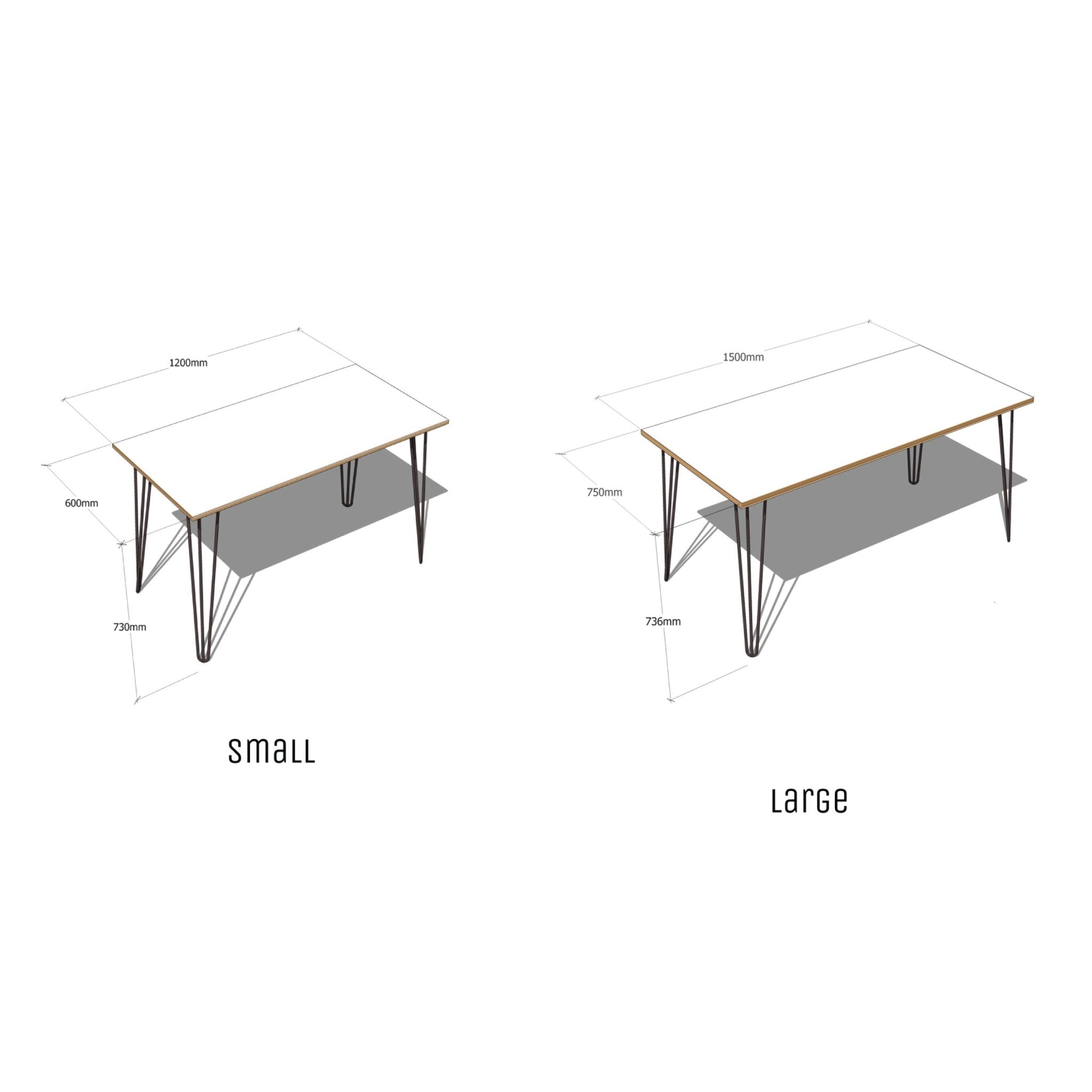 Hairpin Table (White)-White-Small (60cm x 120cm)-The Hairpin Leg Co.