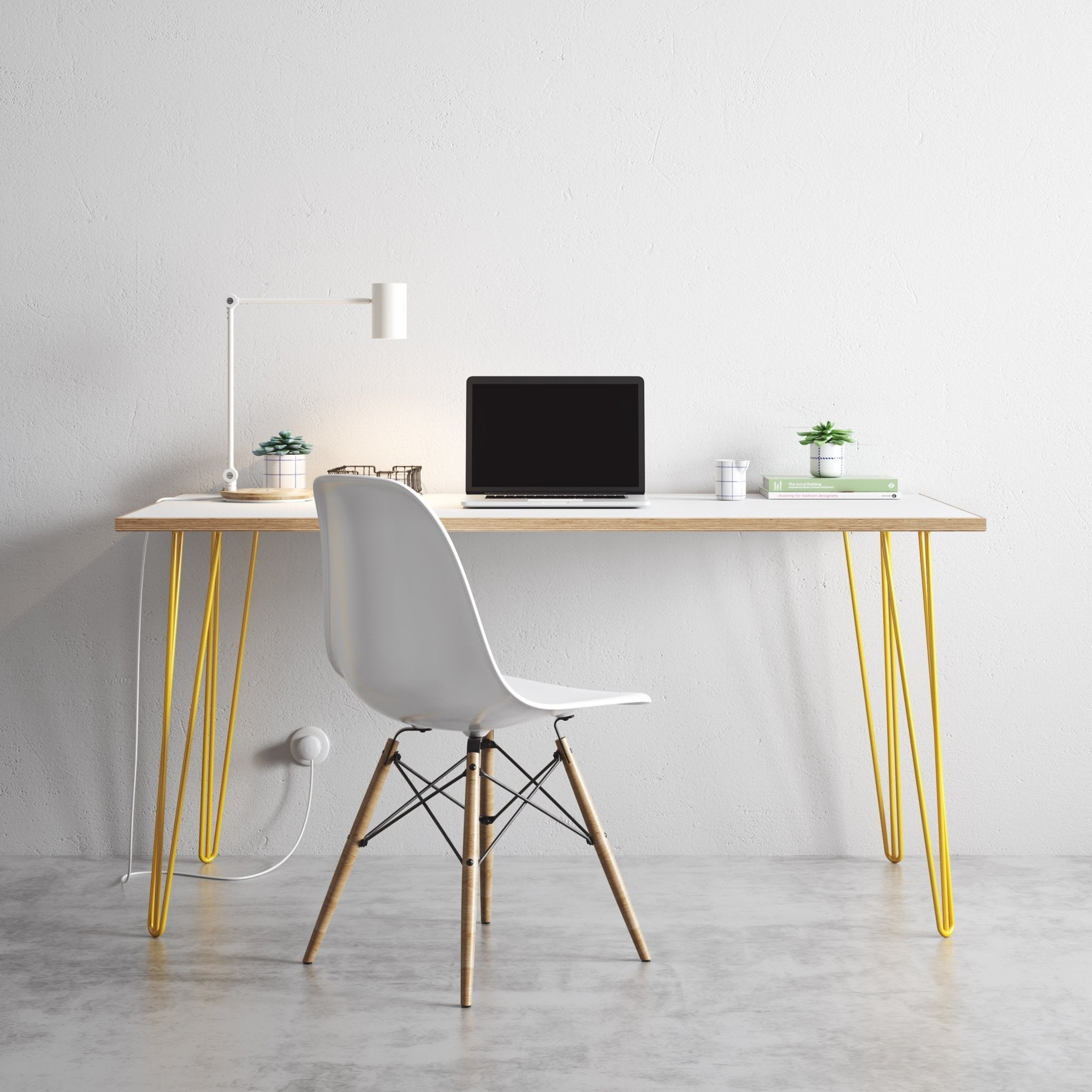 Hairpin Table (White)-White-Small (60cm x 120cm)-The Hairpin Leg Co.