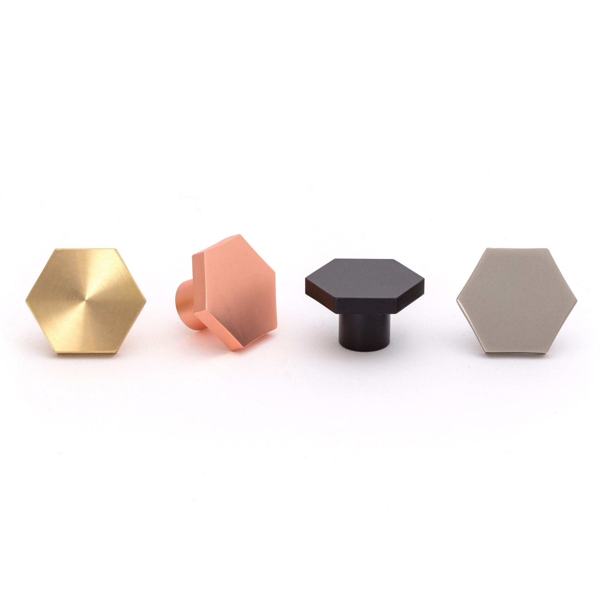 Hex 30mm Knob-Brushed Brass--The Hairpin Leg Co.