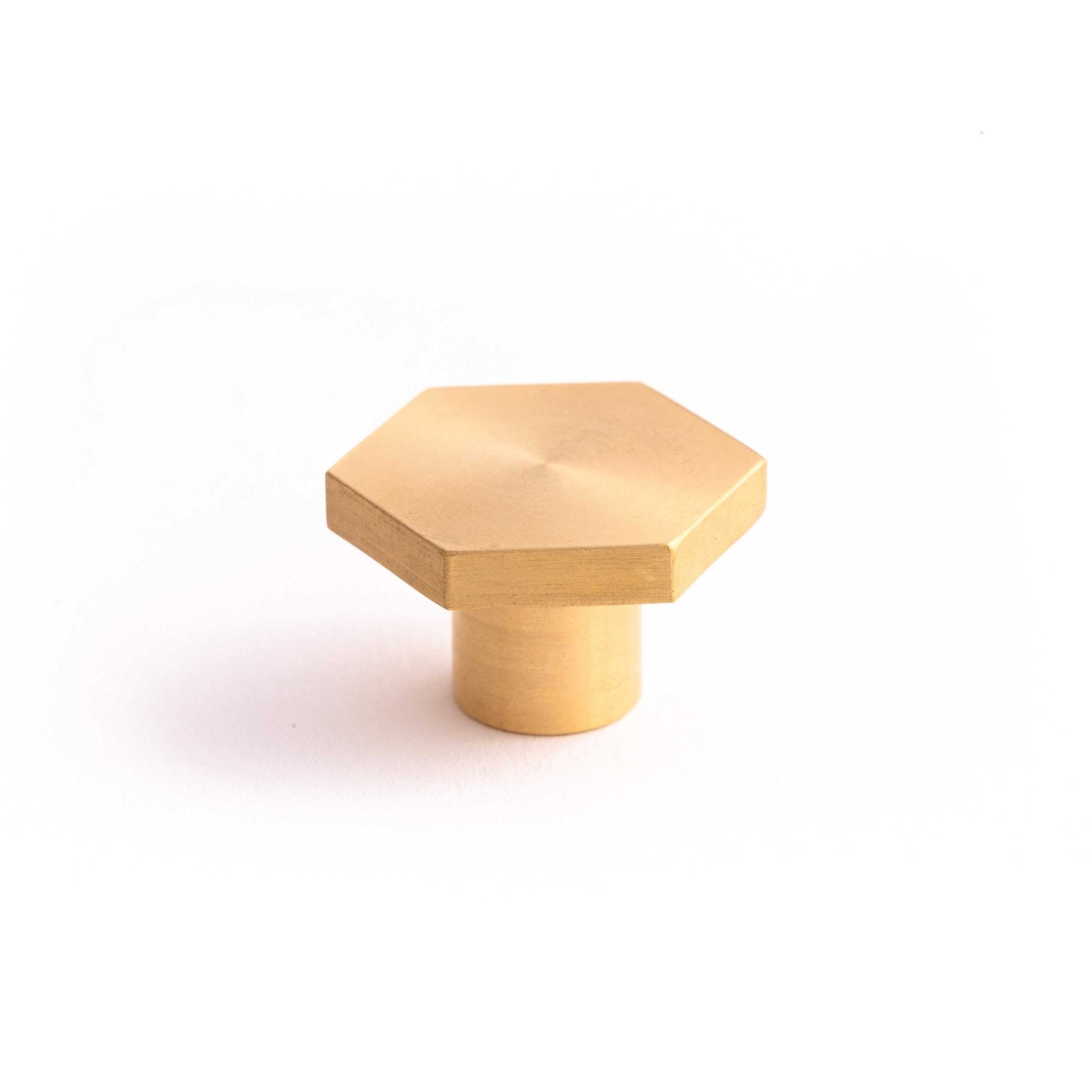 Hex 30mm Knob-Brushed Brass--The Hairpin Leg Co.