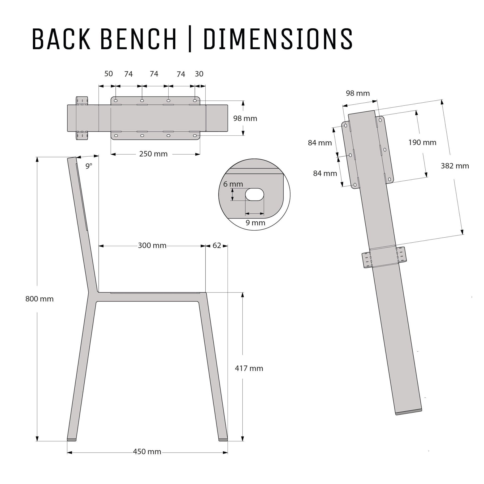 Industrial Back Bench-Black--The Hairpin Leg Co.