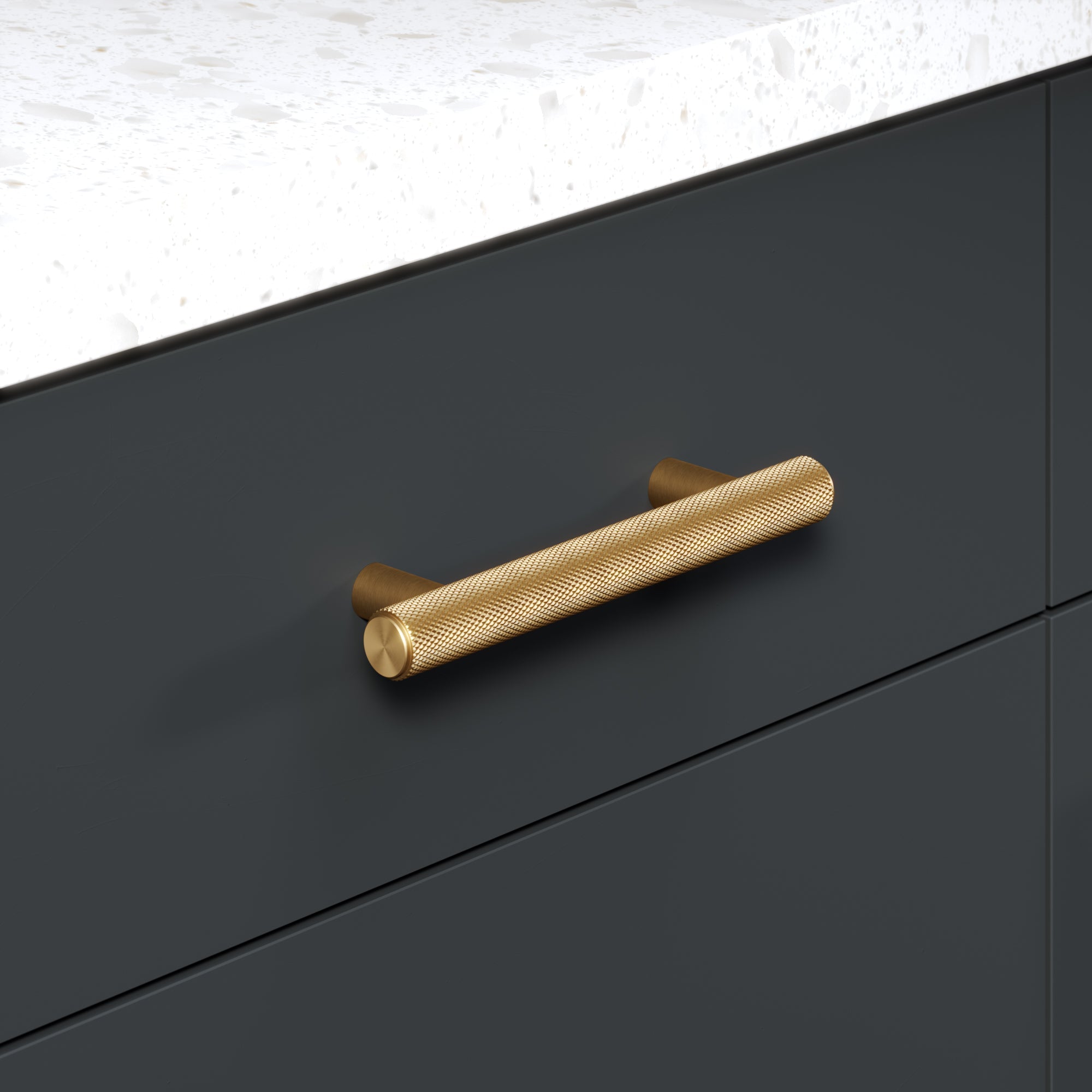 Knurl 15mm Pull Handle-Brushed Brass-140mm-The Hairpin Leg Co.