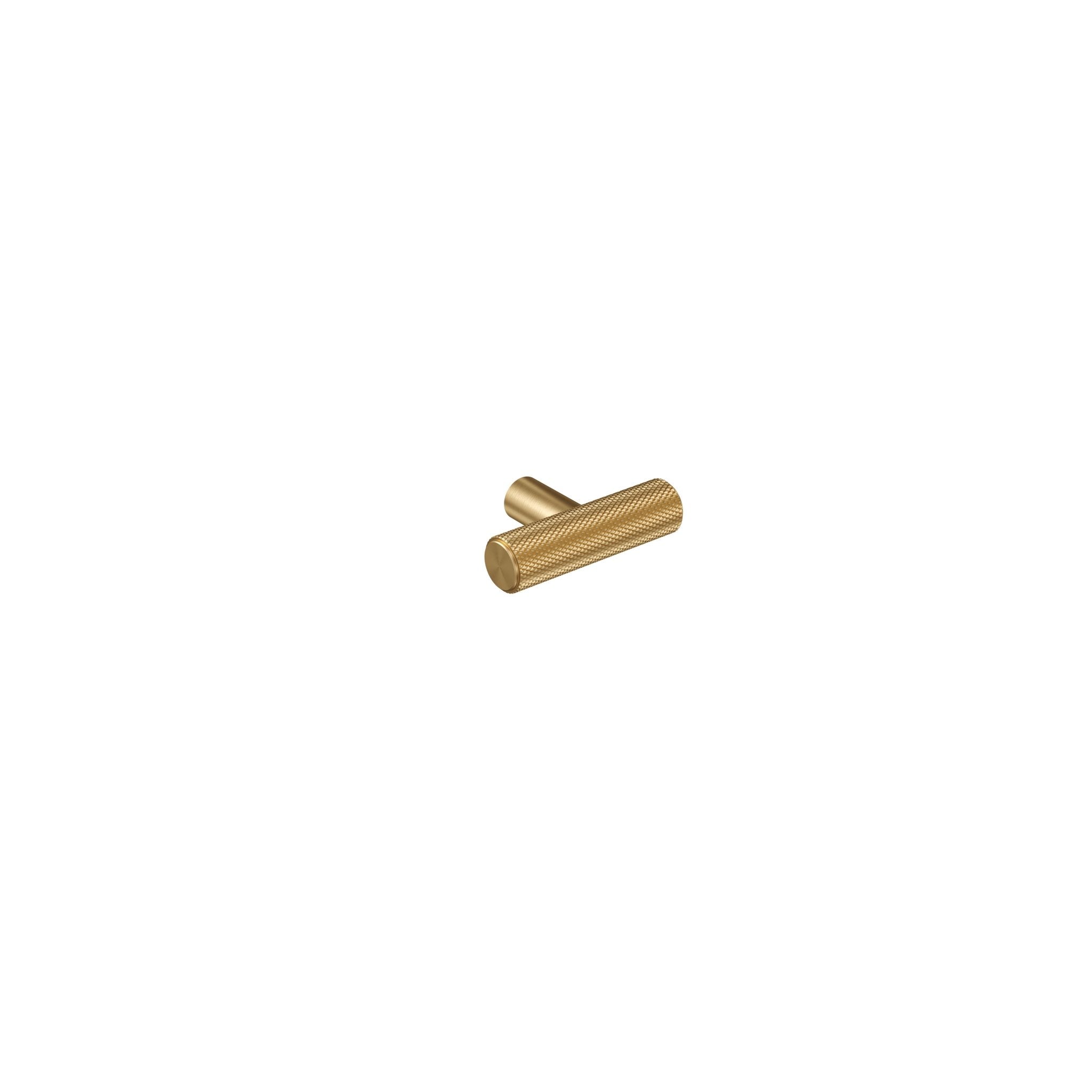 Knurl 15mm Pull Handle-Brushed Brass-T-Bar 55mm-The Hairpin Leg Co.