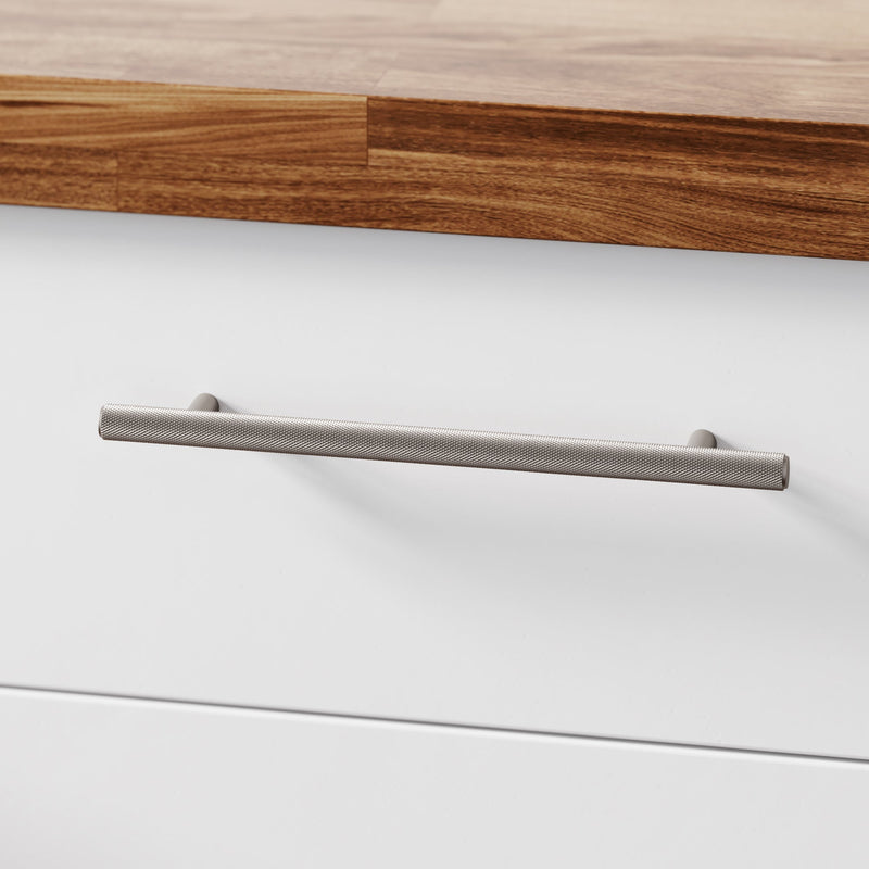 Knurl 15mm Pull Handle-Industrial Nickel-300mm-The Hairpin Leg Co.