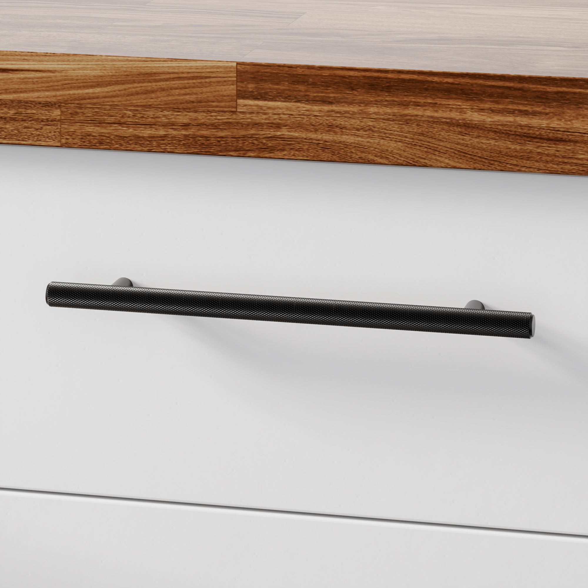 Knurl 15mm Pull Handle-Matt Black-300mm-The Hairpin Leg Co.