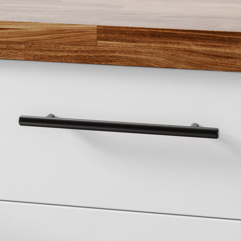 Knurl 15mm Pull Handle-Matt Black-300mm-The Hairpin Leg Co.