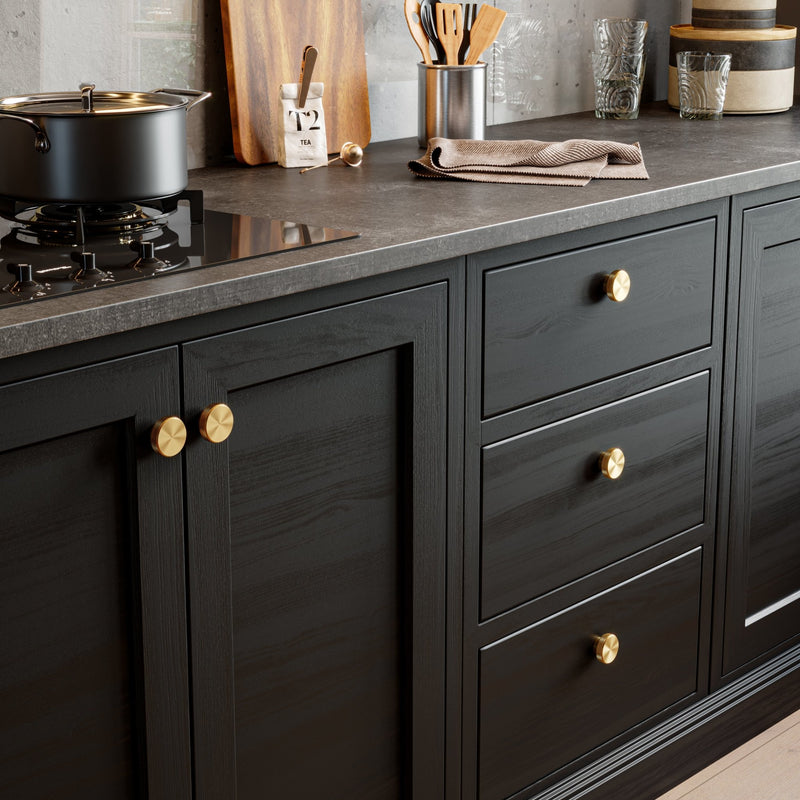 Knurl 40mm Knob-Brushed Brass--The Hairpin Leg Co.