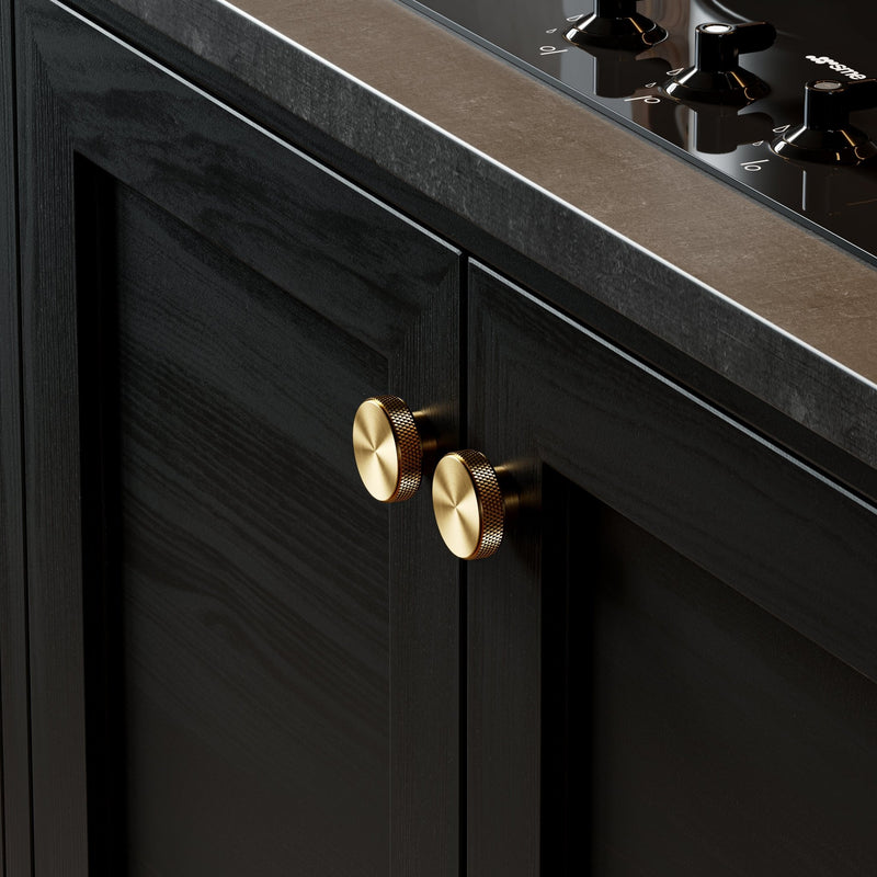 Knurl 40mm Knob-Brushed Brass--The Hairpin Leg Co.