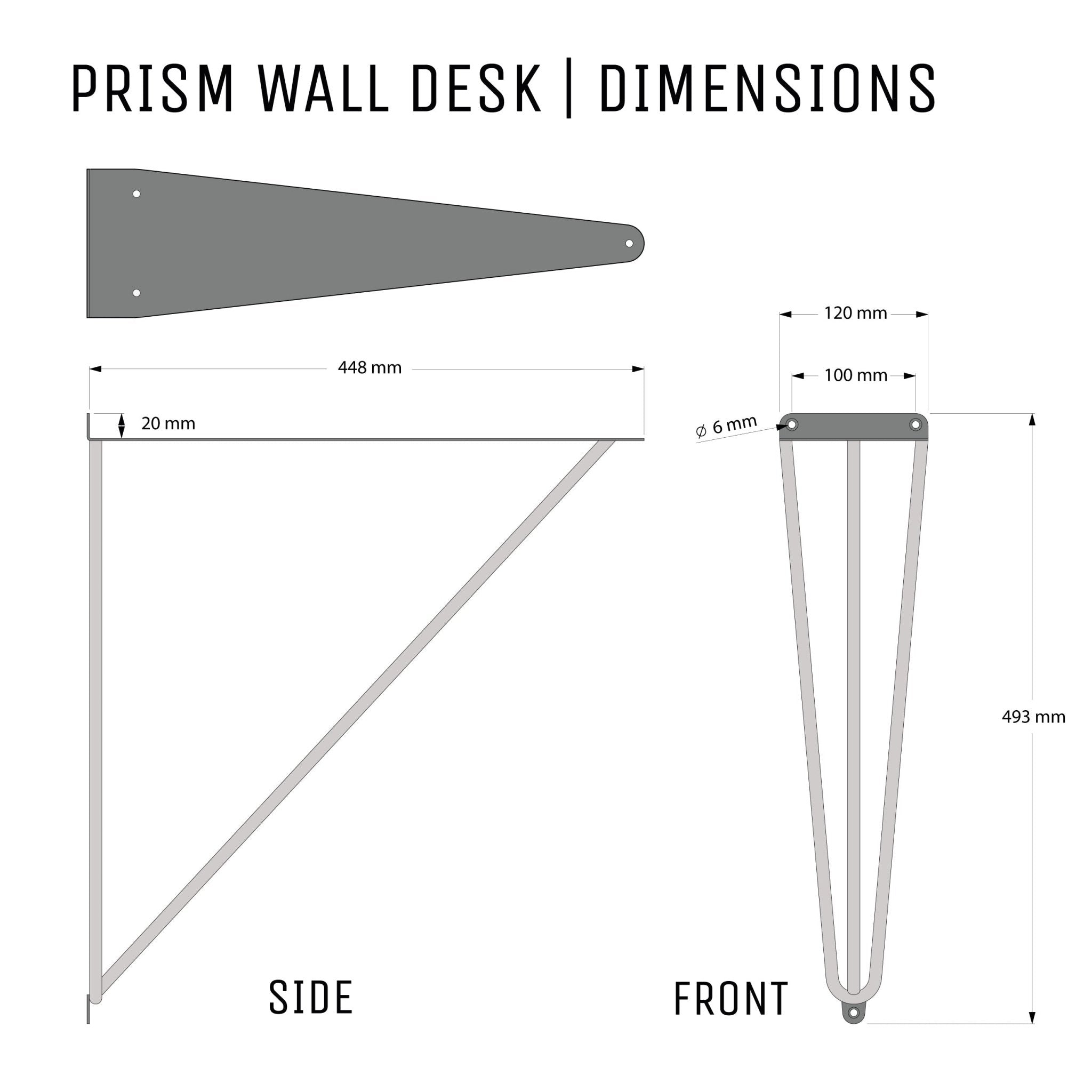 Prism Wall Desk Brackets-White--The Hairpin Leg Co.