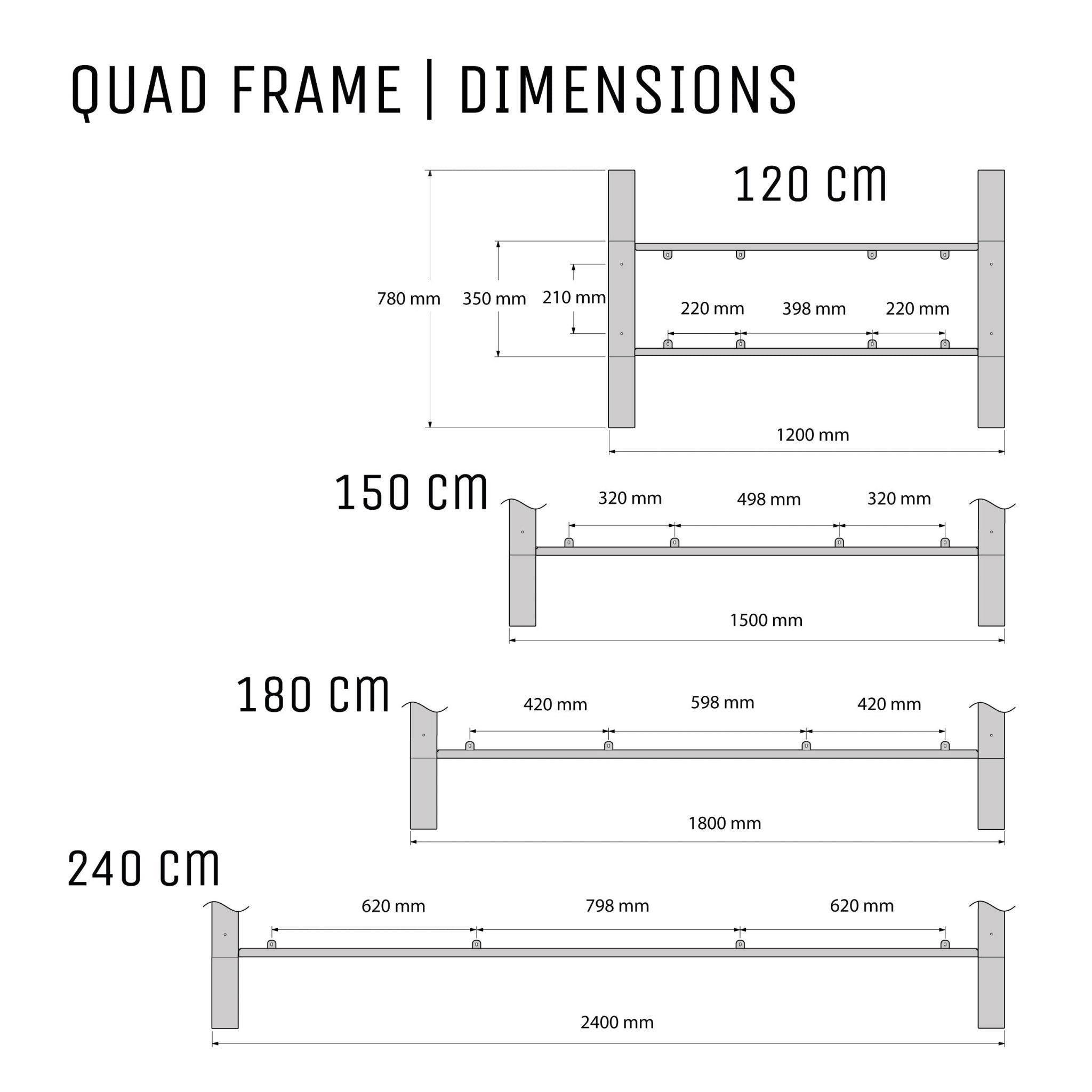 Quad Frame-Table Wide (H71cm x W78cm)-180cm-The Hairpin Leg Co.