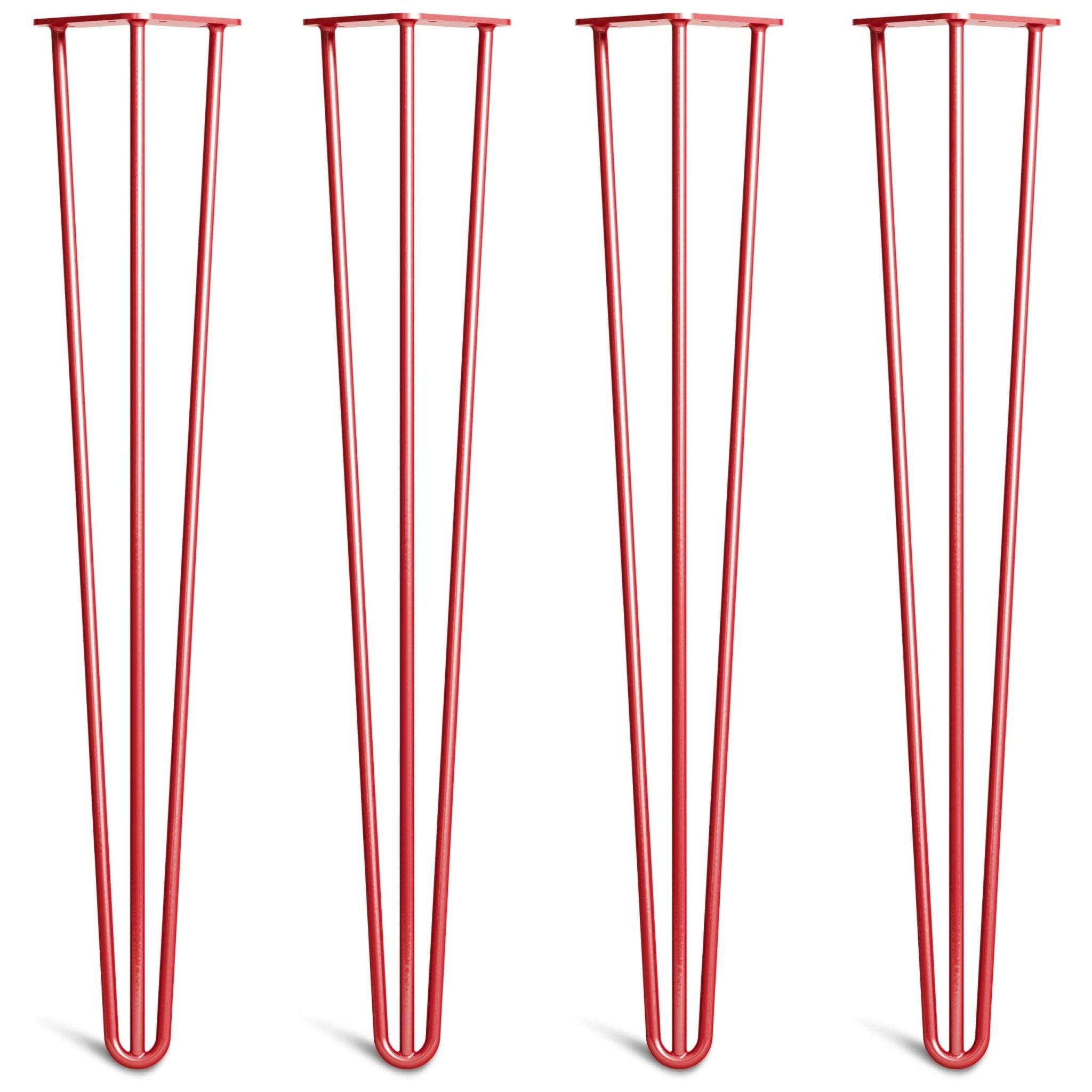 Red Hairpin Legs-28" / 71cm - Desk & Dining Table-3 Rod-The Hairpin Leg Co.