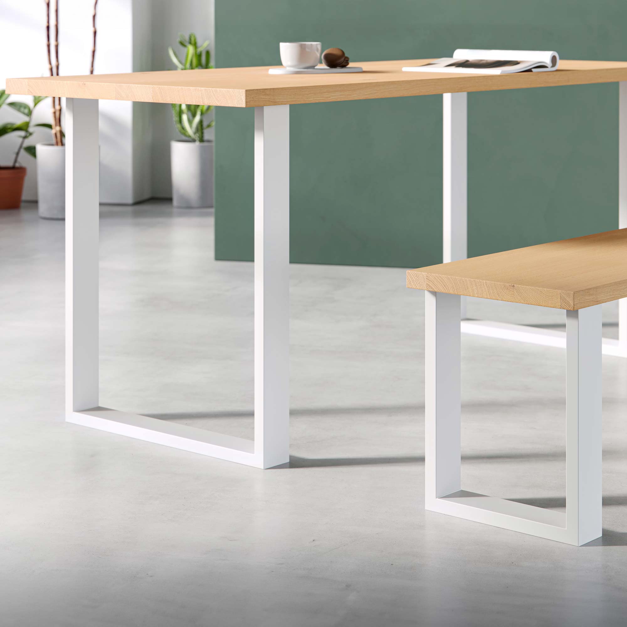 Square Industrial legs-Table (H71cm x W58cm)-White-The Hairpin Leg Co.
