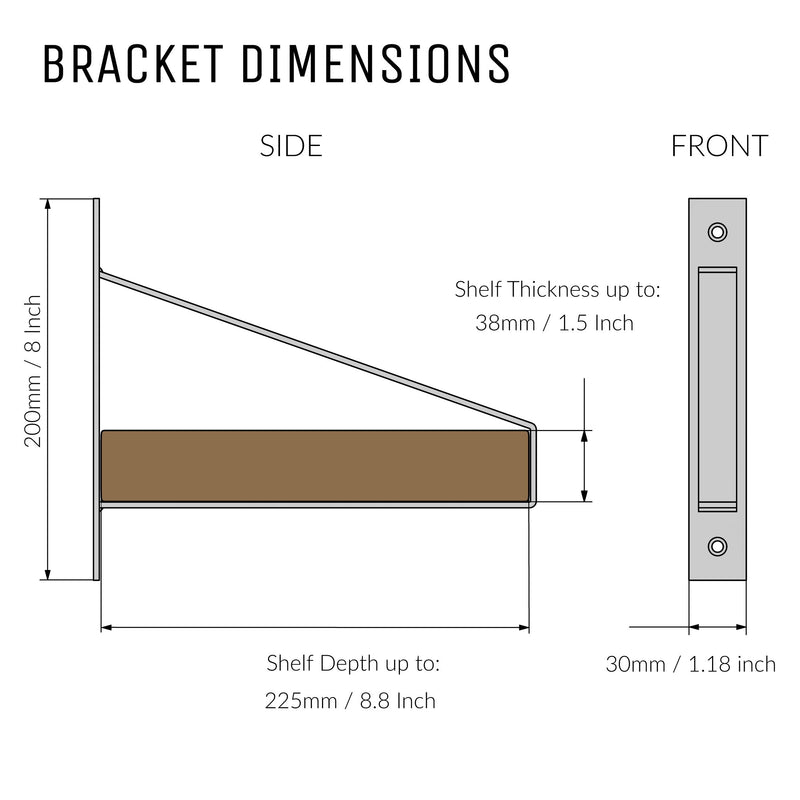 Suspense Shelf-Raw Steel-225mm x 38mm (Scaffold Board)-The Hairpin Leg Co.