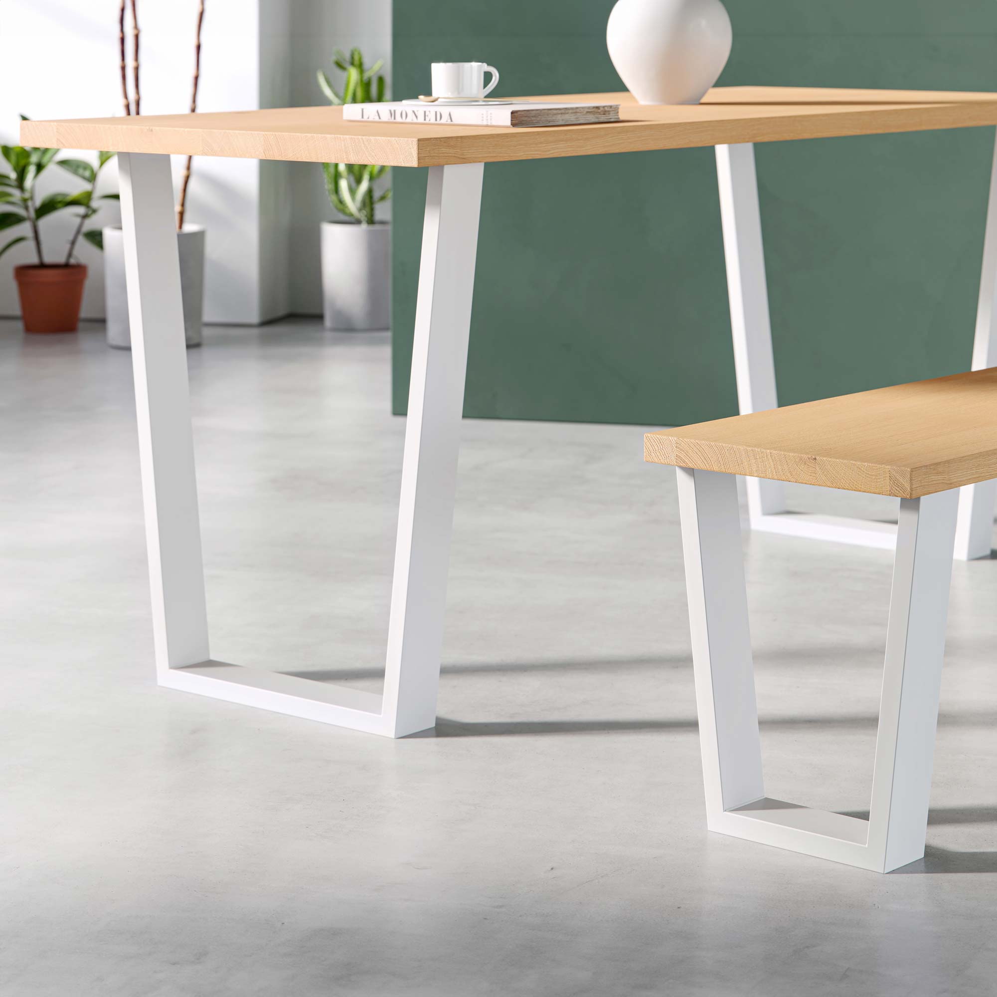V-Frame Industrial legs-Table (H71cm x W58cm)-White-The Hairpin Leg Co.