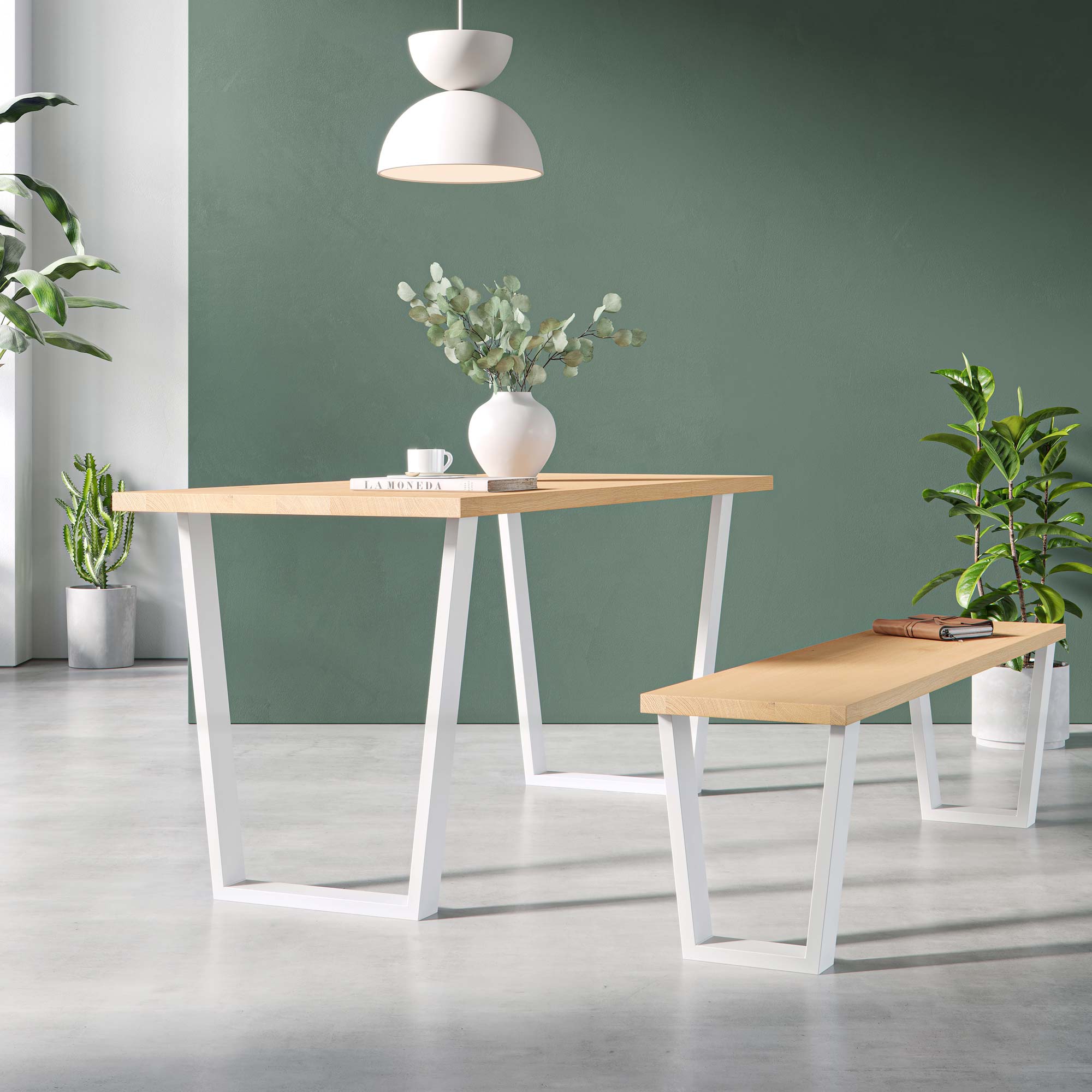 V-Frame Industrial legs-Table (H71cm x W58cm)-White-The Hairpin Leg Co.