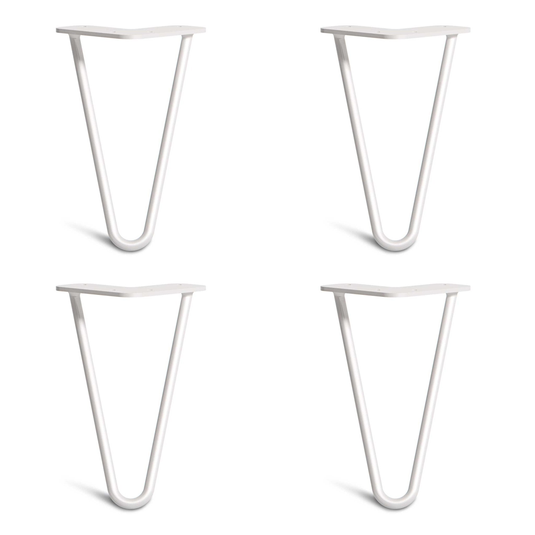 White Hairpin Legs-4" / 10cm - Furniture Feet-2 Rod-The Hairpin Leg Co.
