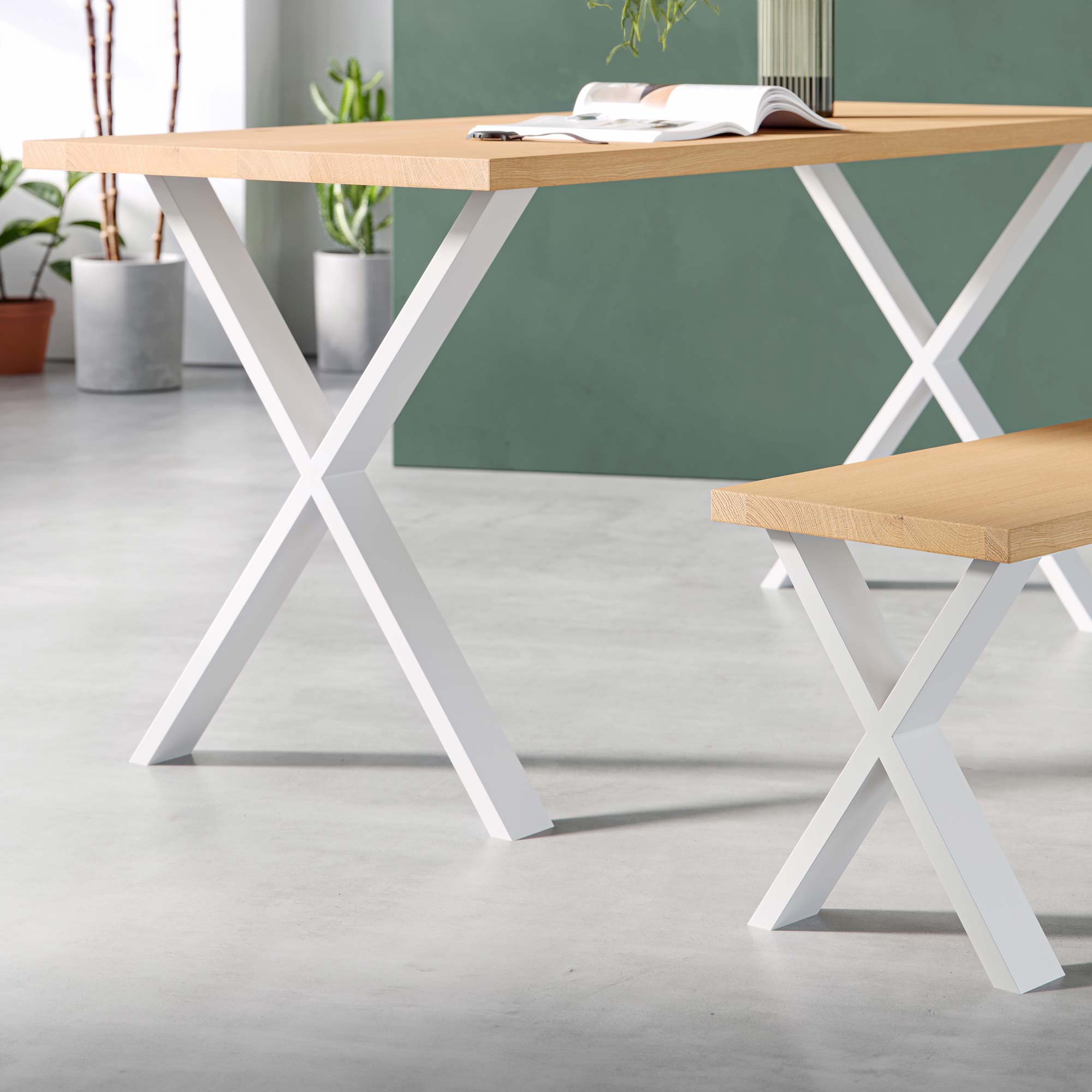 X-Frame Industrial legs-Table (H71cm x W58cm)-White-The Hairpin Leg Co.